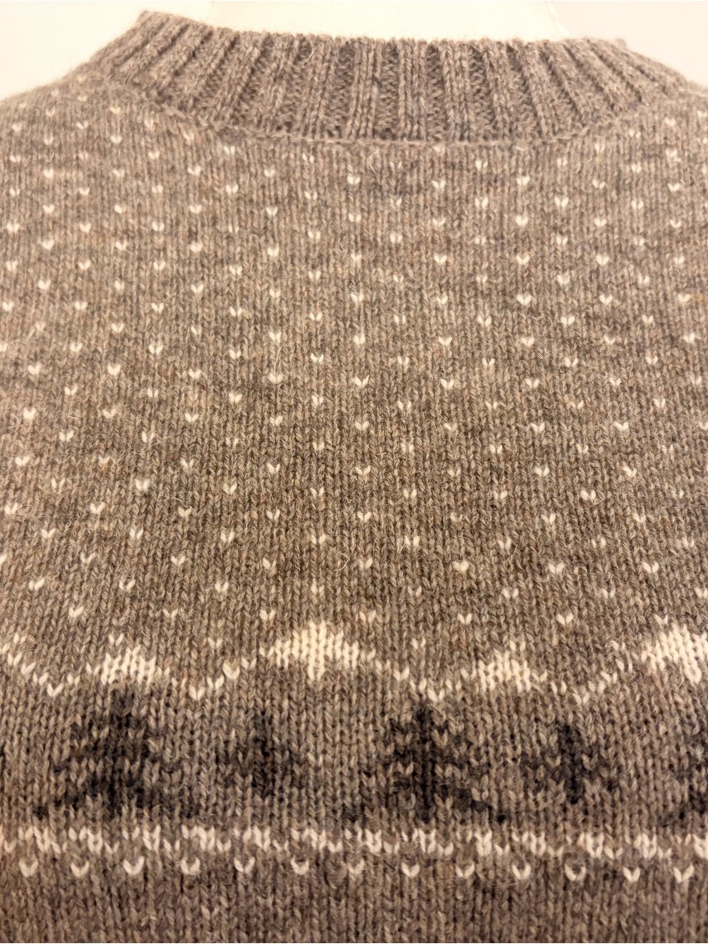 Cozy Lambswool Nordic-Pattern Crewneck Sweater - Taupe, medium - Picture 2 of 5
